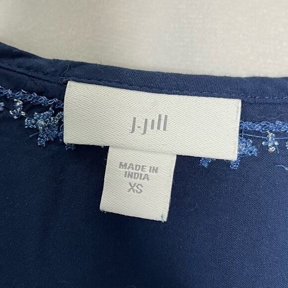 J.JILL / navy blue white embroidered elastic waist sleeveless dress / XS - Picture 5 of 7